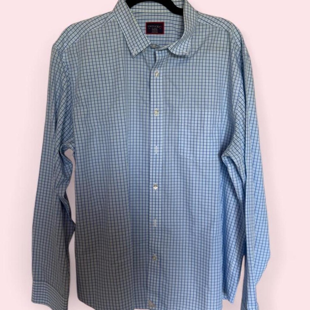 UNTUCKit Blue Check Button-Up Shirt — Size XL